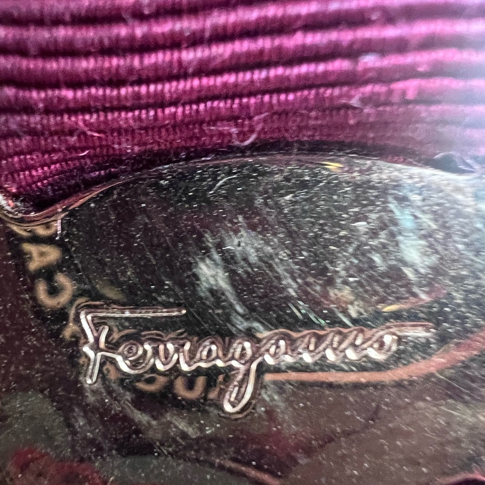 Salvatore Ferragamo Burgundy Crossbody Bag with Gold Chain - Picture 7 of 12